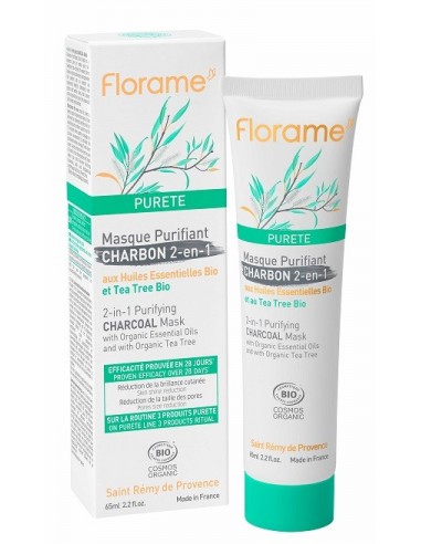 Máscara purificante carbón 2 en 1 Pureté 65 ml. Florame