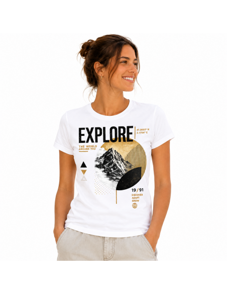 Camiseta de algodón orgánico mujer "Explore" Natuhral